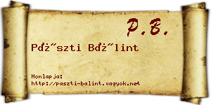 Pászti Bálint névjegykártya