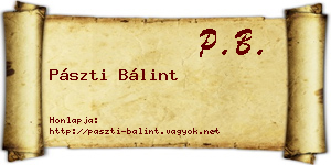 Pászti Bálint névjegykártya